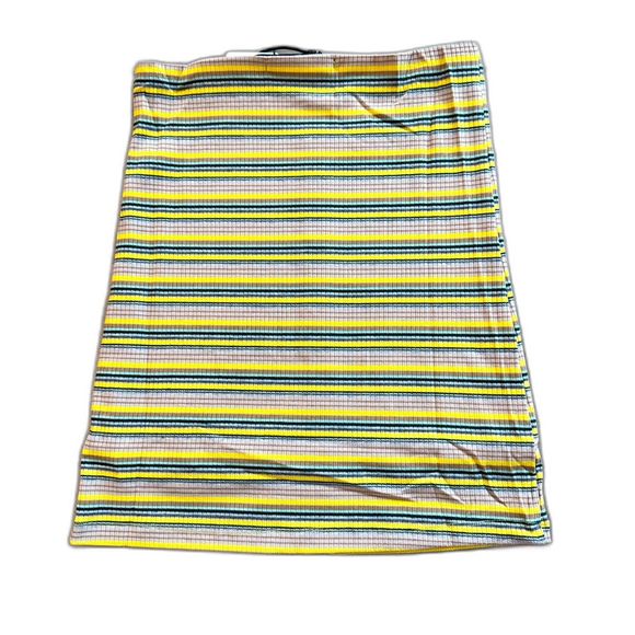 NWT* Olivaceous Striped Ribbed Mini Skirt in Yellow and Taupe- Size Small - Picture 2 of 6
